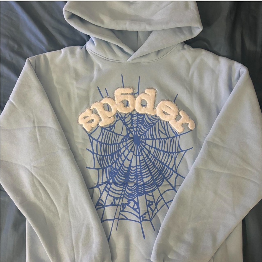 SS23 Sp5der Sky Blue Hoodie Size Medium